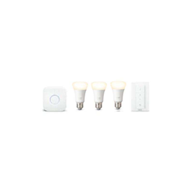 Hue White Starter Kit Bridge + 3 Lampadine E27 9W + Dimmer Switch
