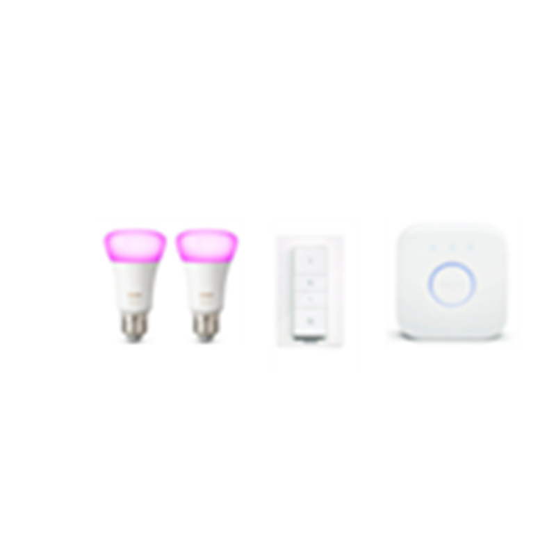 Hue White and Color Ambiance Starter Kit Bridge + 2 Lampadine E27 +  Dimmer Switch
