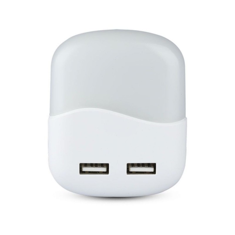 Faretto LED Chip Samsung Segnapasso Notturno Quadrato 0,45W Sensore Crepuscolare e USB