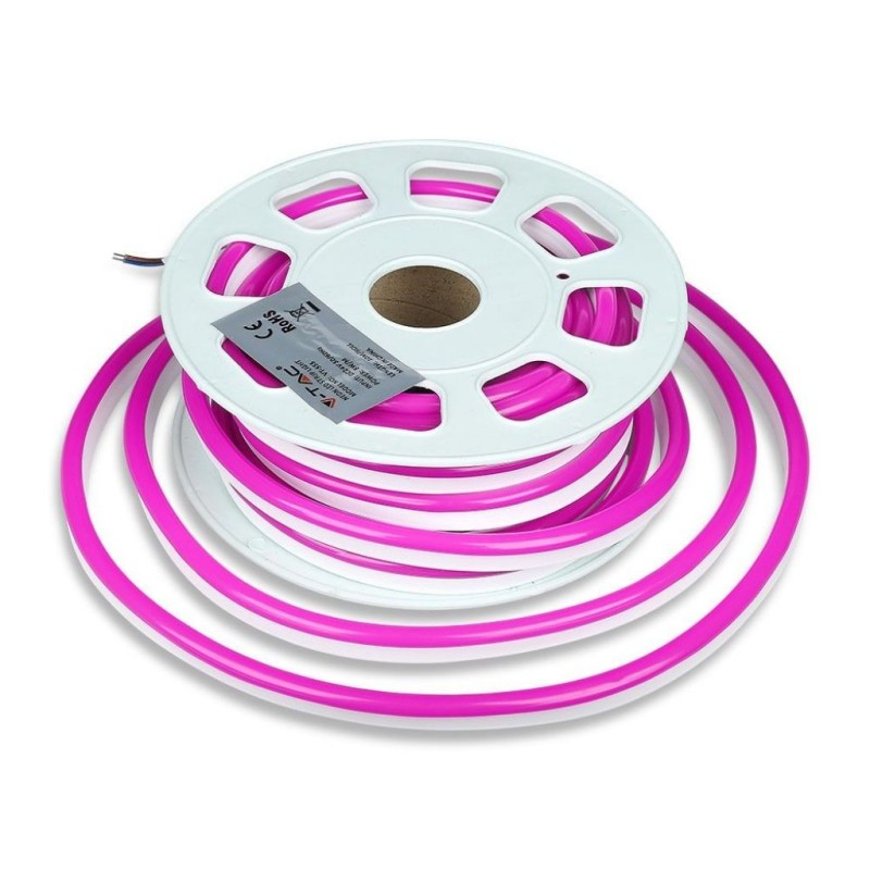 Neon Flex 8W/mt 120 LED/mt Bobina 10mt 24V Rosa IP65