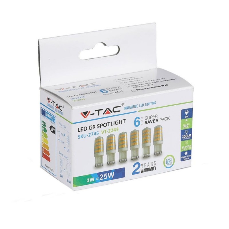 Faretto LED G9 3W 3000K (Box 6 Pezzi)