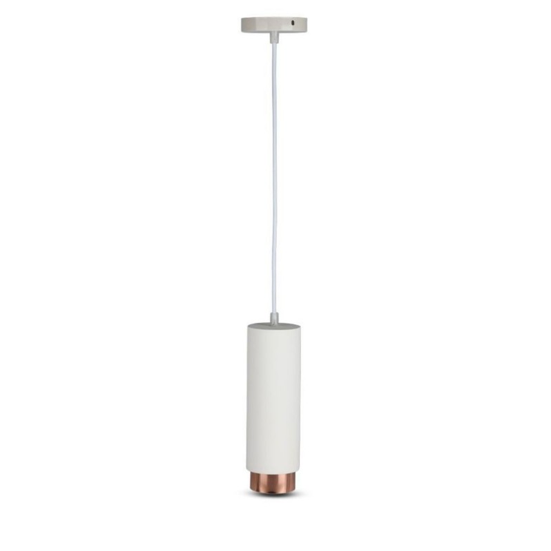 Portafaretto LED a Sospensione GU10 Corpo in Gesso Base Metallica Rosa Dorato