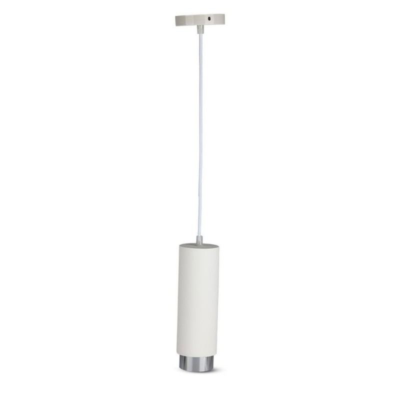 Portafaretto LED a Sospensione Montaggio a Plafone GU10 e GU5.3 (MR16) Corpo in Gesso Bianco e Metallo Cromato