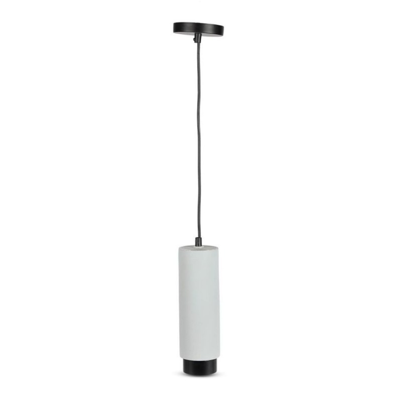 Portafaretto LED a Sospensione GU10 Corpo in Gesso Grigio Base Metallica Nera