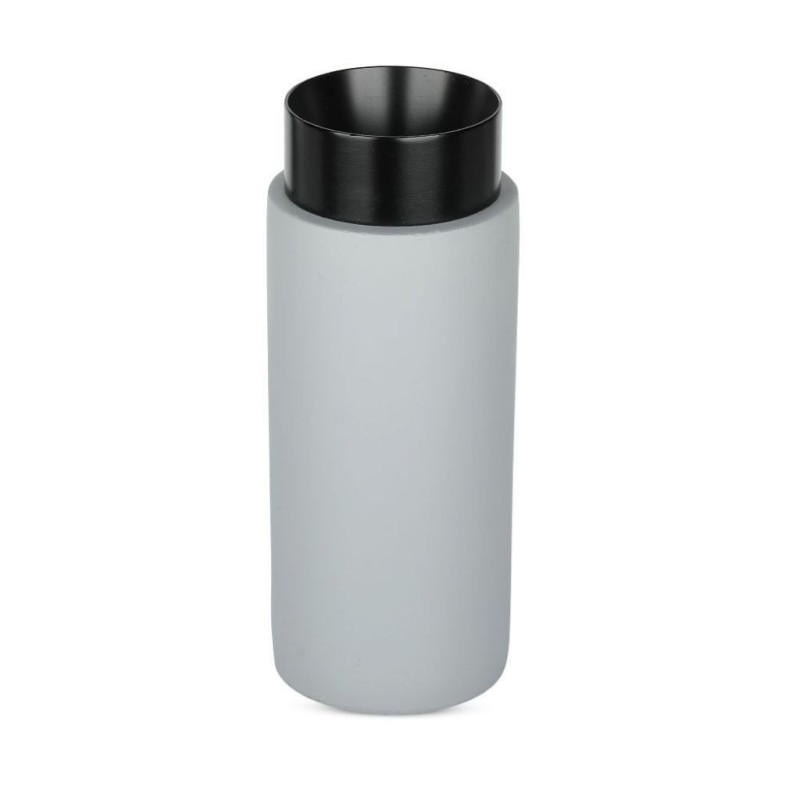 Portafaretto LED GU10 Corpo in Gesso a Cilindro Grigio Base Metallica Nera