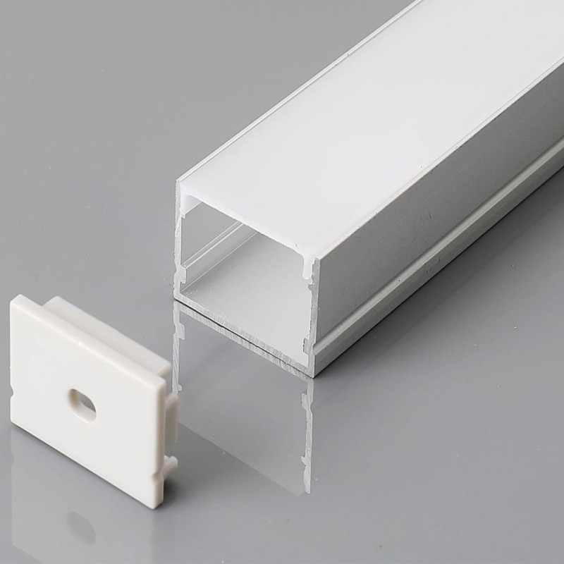 Profilo in Alluminio per Strip LED (Max l: 25mm) Copertura Opaca 2000 x 30 x 20mm