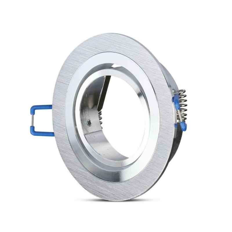 Portafaretto LED da Incasso Rotondo GU10 e GU5.3 (MR16) in Alluminio Spazzolato Orientabile