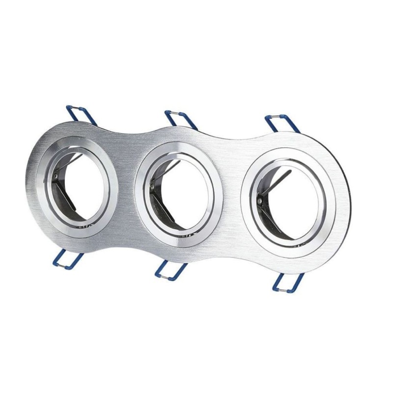 Portafaretto LED da Incasso Rotondo 3xGU10 e GU5.3 (MR16) in Alluminio Spazzolato Orientabile