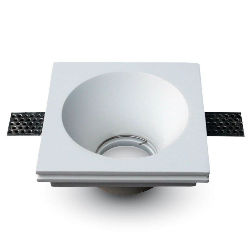 Portafaretto LED da Incasso Quadrato GU10 e GU5.3 (MR16) Corpo in Gesso Bianco
