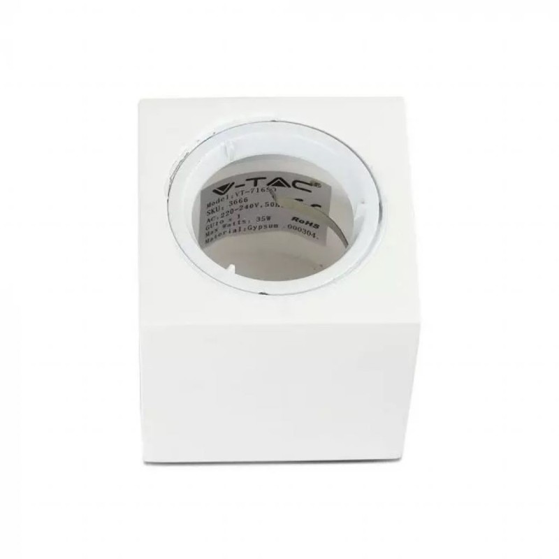 Portafaretto LED Montaggio a Plafone Quadrato GU10 e GU5.3 (MR16) Corpo in Gesso Bianco