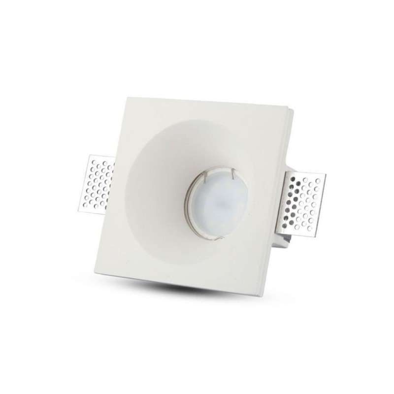Portafaretto LED da Incasso Quadrato GU10 e GU5.3 (MR16) Corpo in Gesso Bianco