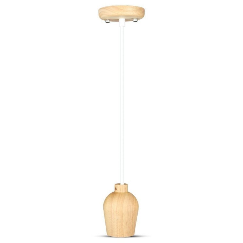 Lampadario LED in Legno con Portalampada E27 (Max 60W) con Cavo Bianco