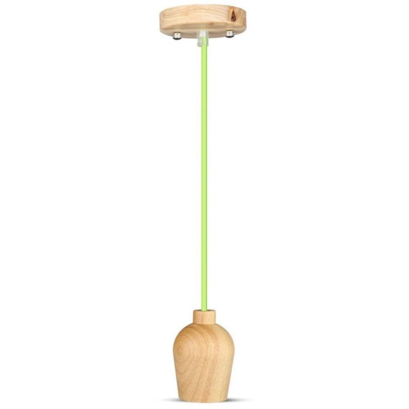 Lampadario LED in Legno con Portalampada E27 (Max 60W) con Cavo Verde