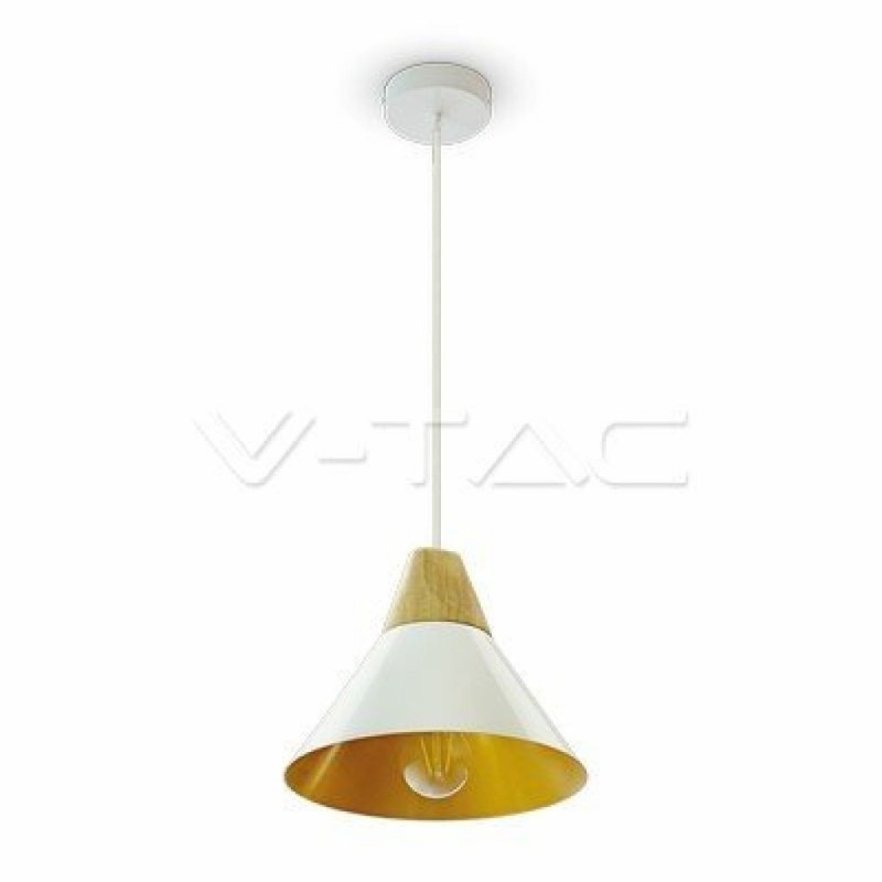 Lampadario LED a Campana in Alluminio e Legno con Portalampada E27 (Max 60W)