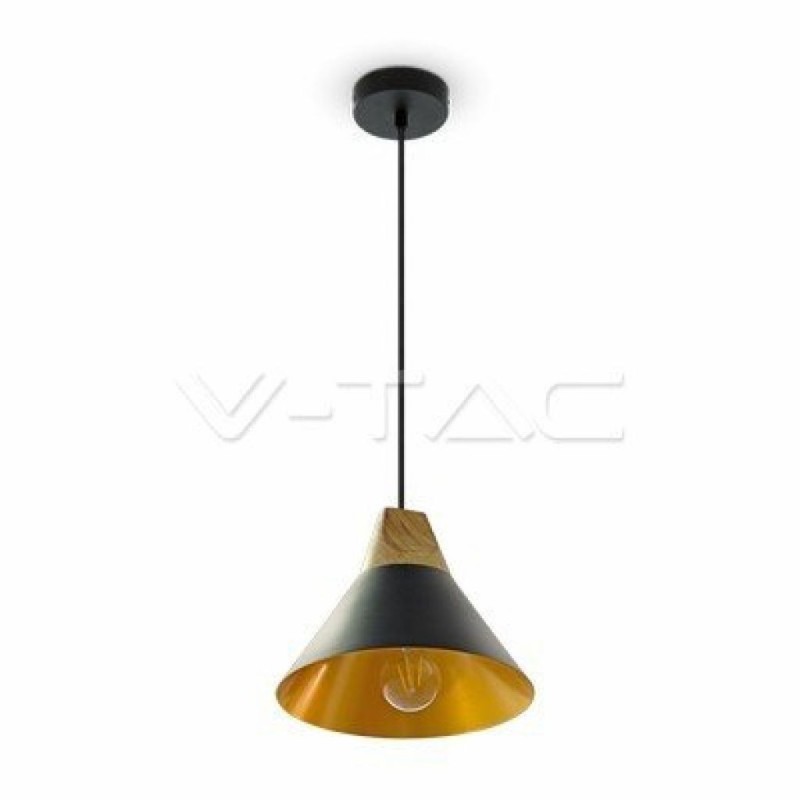 Lampadario LED a Campana in Alluminio e Legno con Portalampada E27 (Max 60W)