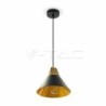 Lampadario LED a Campana in Alluminio e Legno con Portalampada E27 (Max 60W)