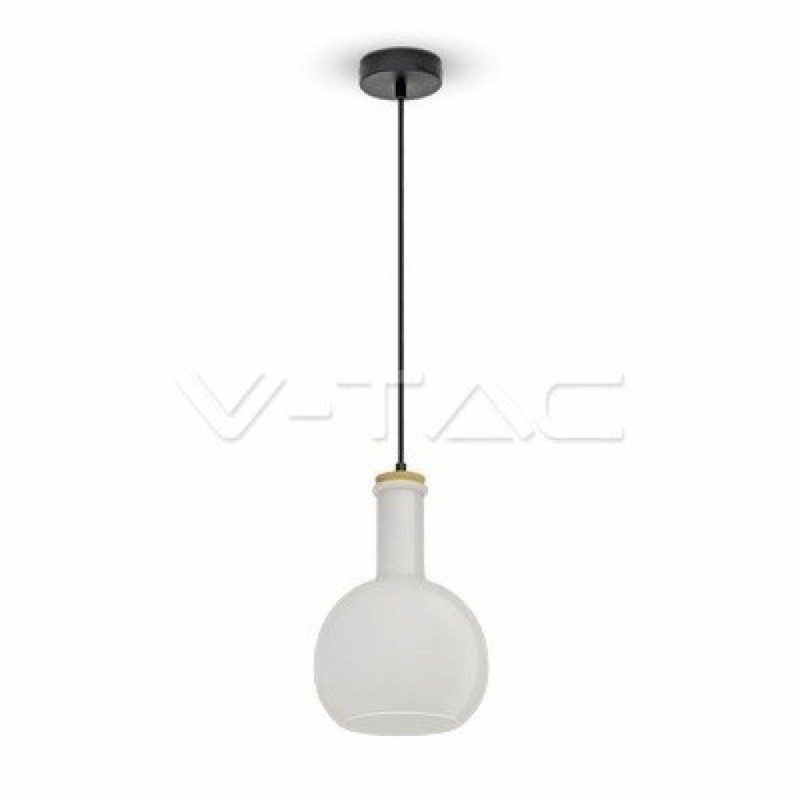 Lampadario LED in Vetro e Legno con Portalampada E27 (Max 60W)