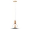 Lampadario LED a Calice in Vetro con Portalampada E27 (Max 60W) in Legno