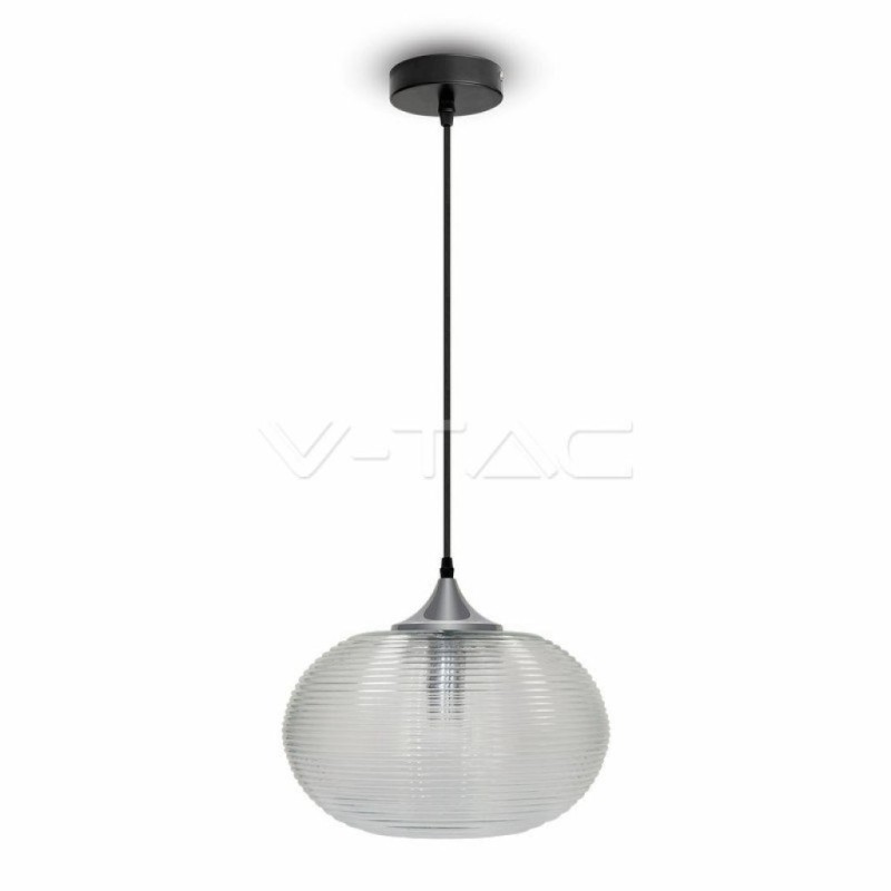 Lampadario LED a Sfera in Vetro Ondulato e Metallo con Portalampada E27 (Max 60W)