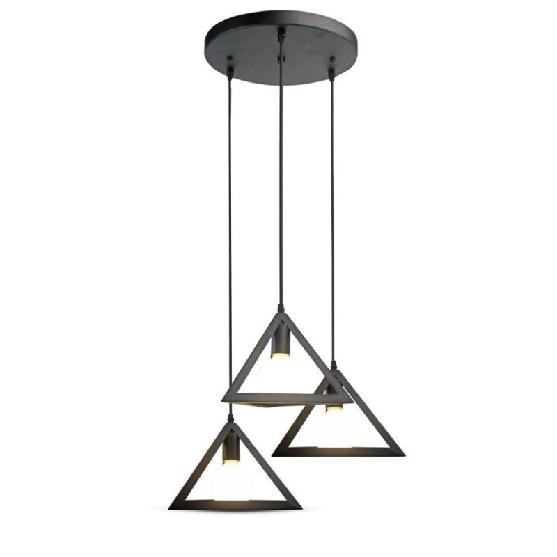 Lampadario LED in Metallo con 3 Piramidali Portalampade E27 (Max 60W)