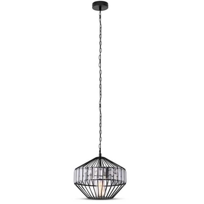 Lampadario LED a Gabbia in Metallo e Cristallo con Portalampada E27 (Max 60W)