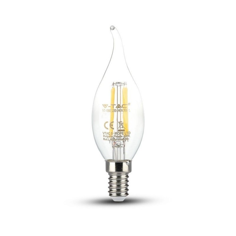 Lampadina LED E14 4W Candela a Fiamma Filamento Incrociato 2700K