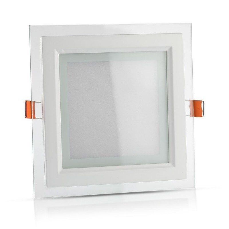 Mini Pannello LED 6W Montaggio ad Incasso Quadrato in Vetro 6000K