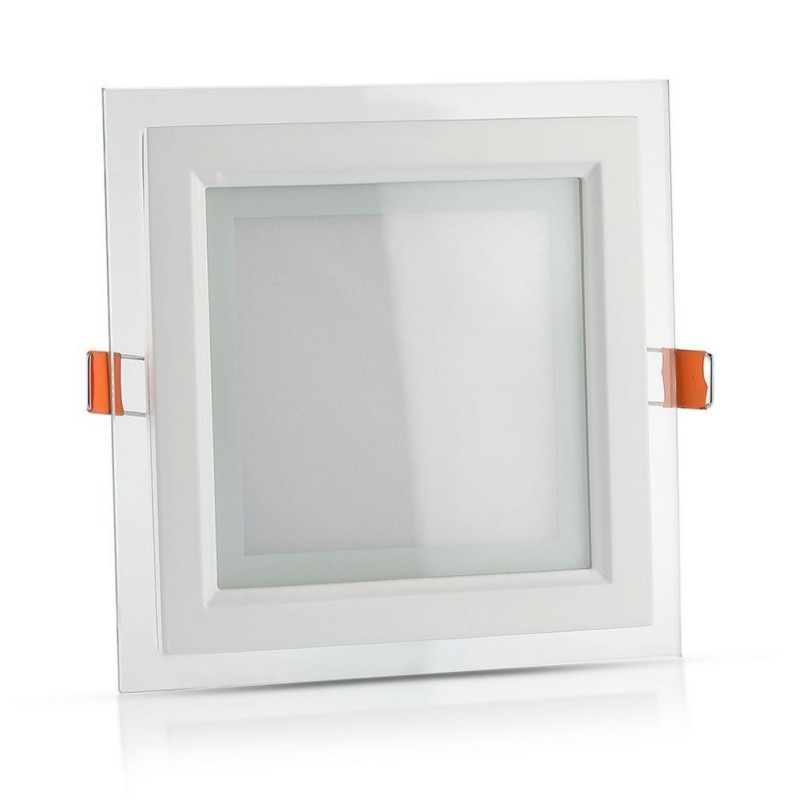 Mini Pannello LED 18W Montaggio ad Incasso Quadrato in Vetro 3000K