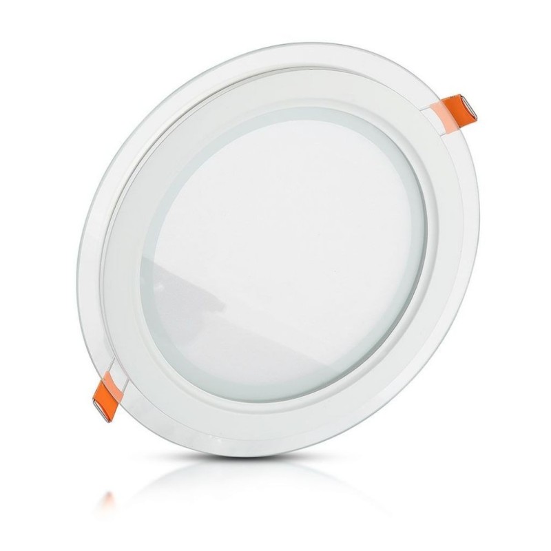 Mini Pannello LED 12W Montaggio ad Incasso Rotondo in Vetro 4000K