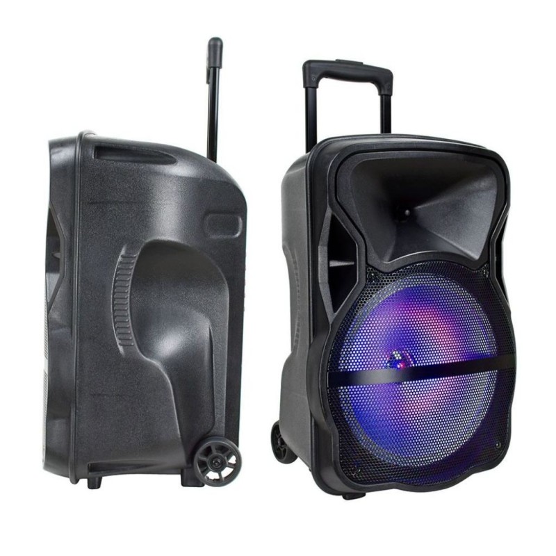 Altoparlante Trolley Ricaricabile 35W Microfono Cablato Telecomando RGB per Cassa 12 pollici