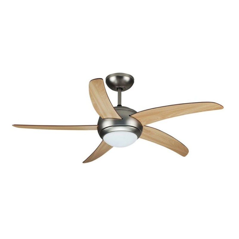 Ventilatore LED da Soffitto 2xE27 con Motore a Corrente Alternata da 60W con Telecomando 5 pale (Mdf Chiare)