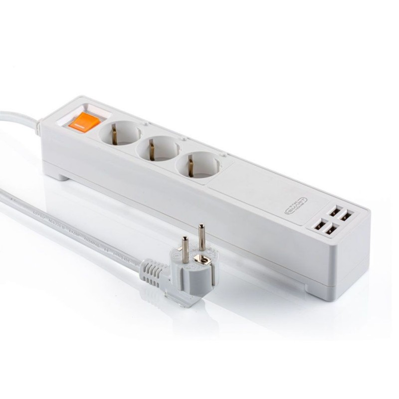 Multipresa con Spina Shuko WiFi 3Prese 10A 2P+Shuko 4USB