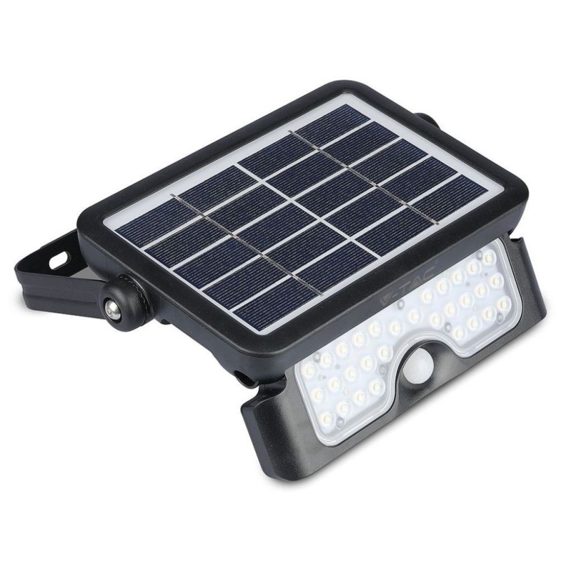Lampada LED Solare da Muro a Batteria 5W 30LED con Sensore di Movimento e Crepuscolare a Basi Inclinabili 4000K IP65