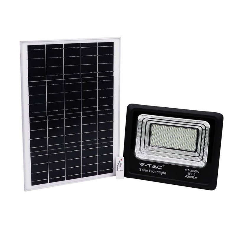 Faro LED 300W con Pannello Solare e Telecomando 4000K