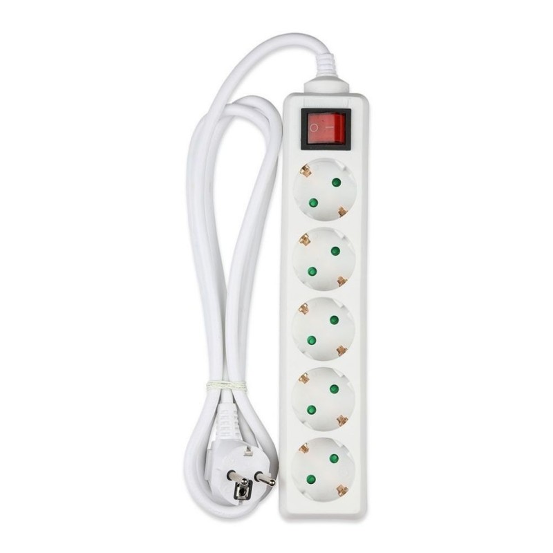 Multipresa con Cavo 1,5mt 5 Prese 10A 2P + Shuko e Interruttore Luminoso Spina Shuko