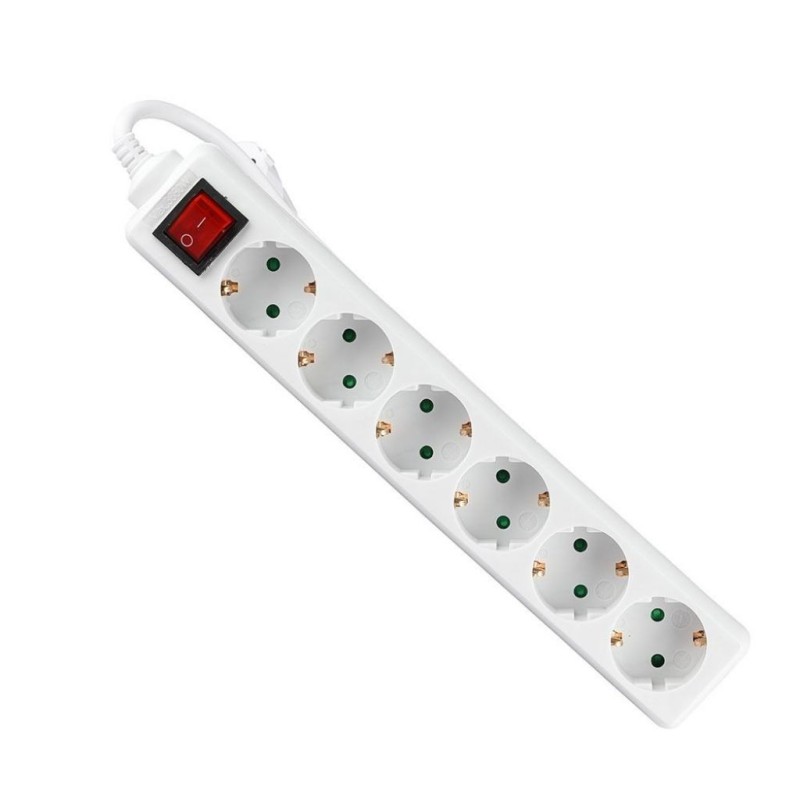 Multipresa con Cavo 5mt 6 Prese 10A 2P + Shuko e Interruttore Luminoso Spina Shuko
