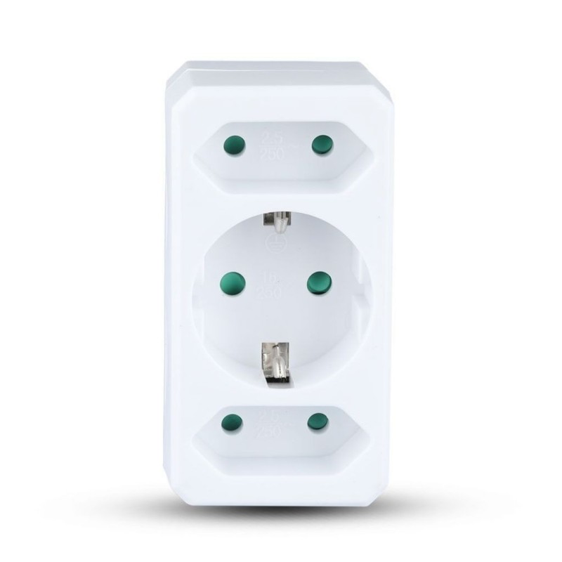 Adattatore Multipresa con 3 Prese Frontali 2 10A e una Presa 10A 2P + Shuko con Spina Shuko