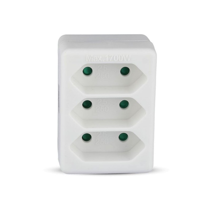 Adattatore Multipresa con 3 Prese Frontali 2,5A e Spina Shuko