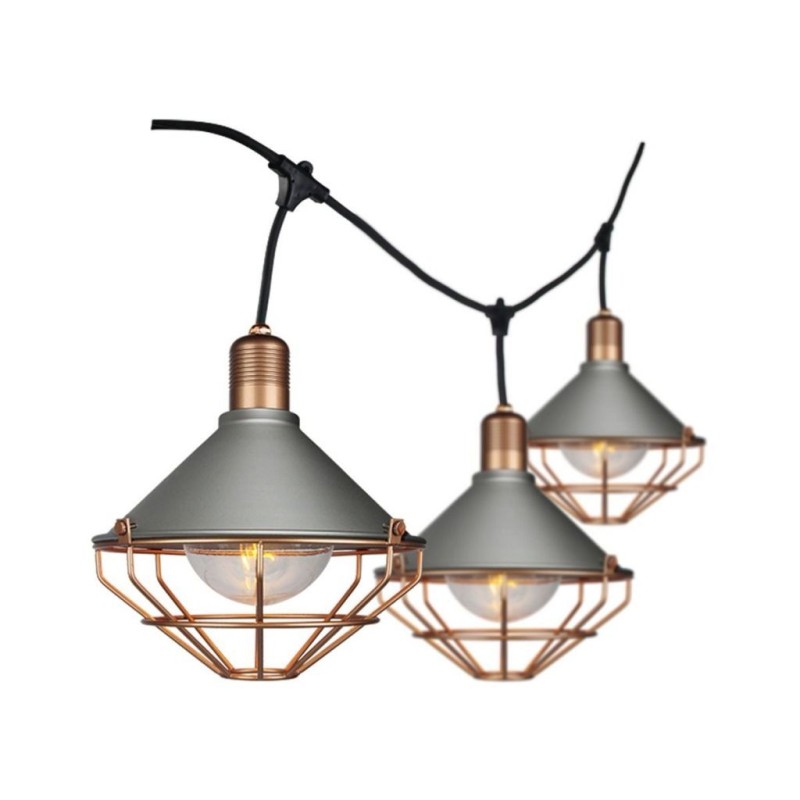 Catenaria 3mt per 6 lampadine LED  E27 Con Diffusori trasparenti IP65