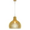 Lampadario LED in Legno a Sospensione con Portalampada E27 (Max 60W) Cappuccio Cromato