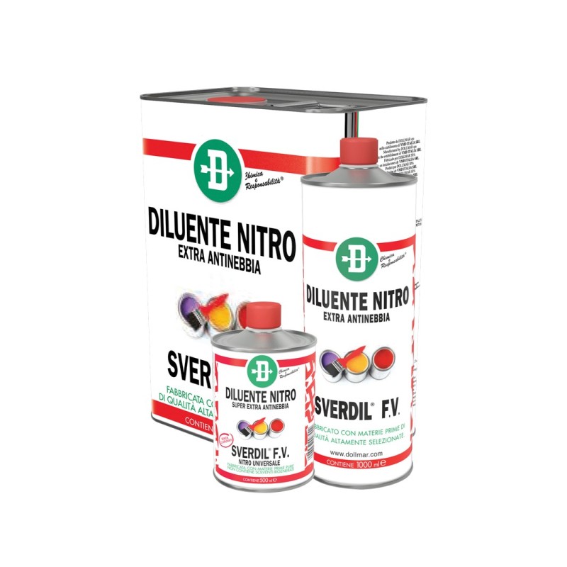SVERDIL FV DILUENTE NITRO ANTINEBBIA ESENTE DA CLORURATI 5 LITRI - SCATOLA DA 4 PEZZI
