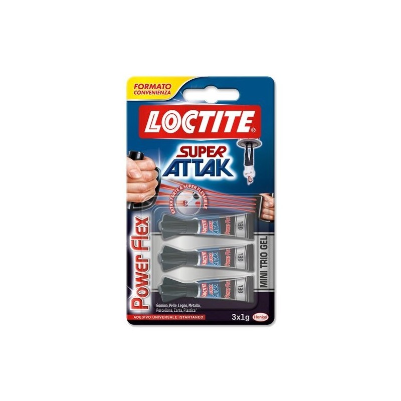 LOCTITE SUPER ATTAK MINI TRIO POWER FLEX 3x1g  - Strip 2x12pz