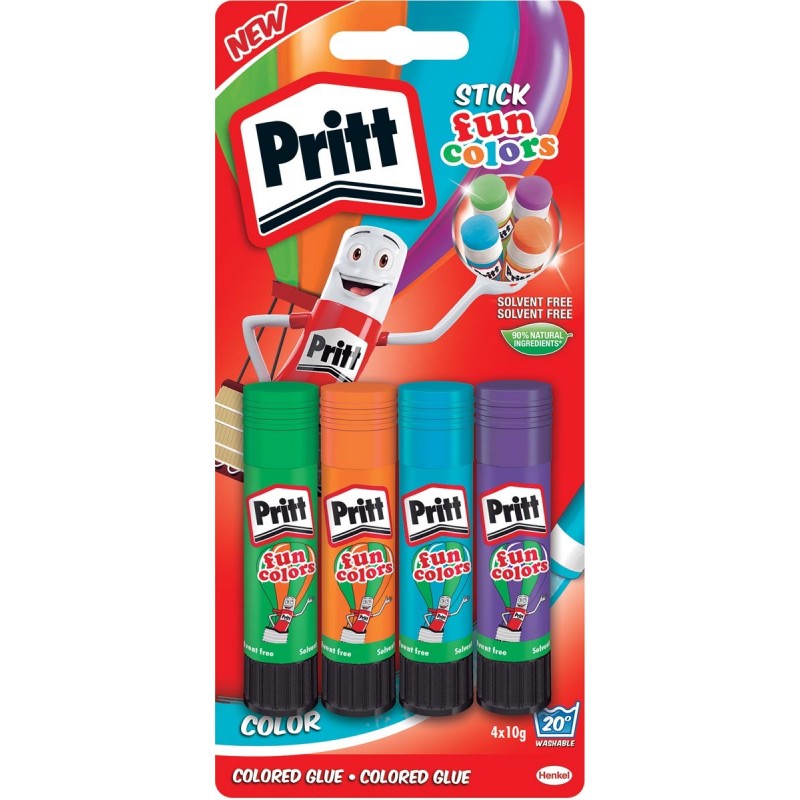 PRITT COLLA STICK FUN COLORS - bl 4 pz