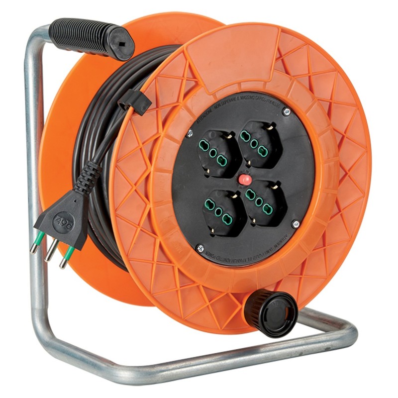 Avvolgicavo Golia 25m con 4 prese Bipasso P40 e spina 16A (S17)