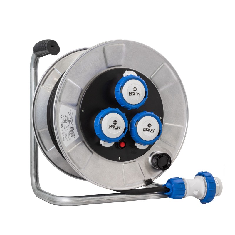 Avvolgicavo Metal Golia 30m IP67 con 3 prese CEE 2P+T 16A