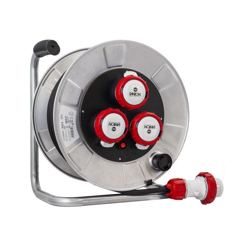 Avvolgicavo Metal Golia 30m IP67 con 3 prese CEE 3P+T 16A