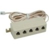 Multipresa telefonica con cavo 2m e 5 uscite plug RJ11
