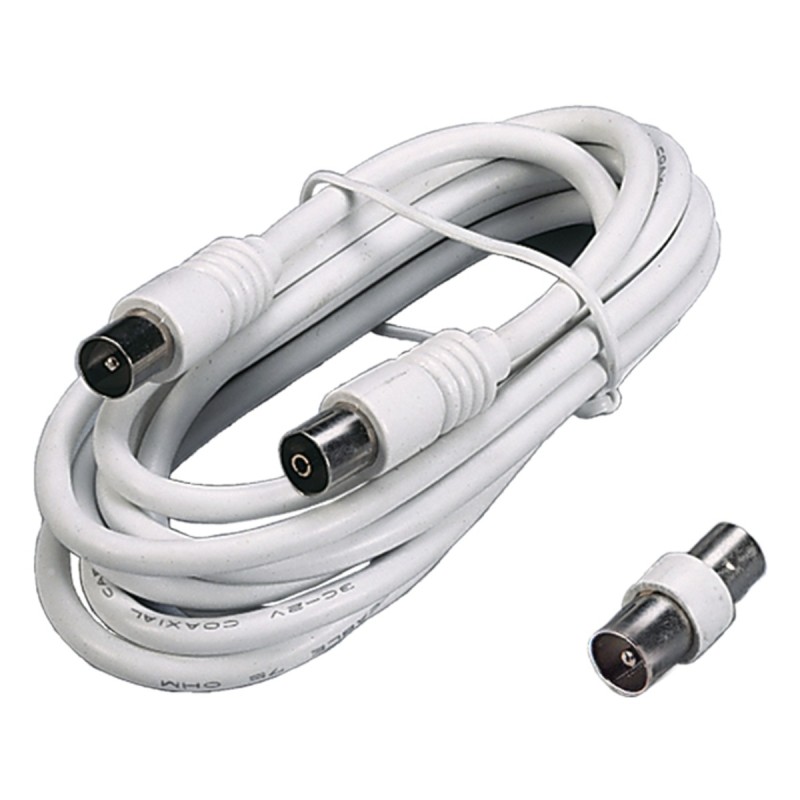 Cavo TV 2m con spina e presa diritte bianco