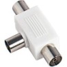 Adattatore TV schermato con 1 spina e 2 prese bianco