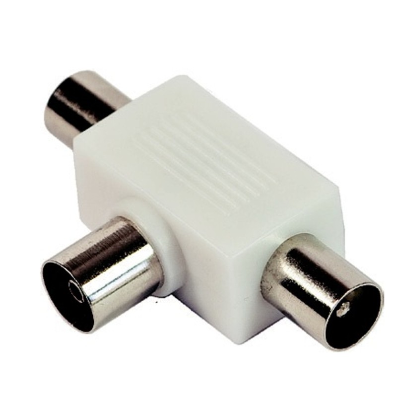 Adattatore TV schermato con 1 presa e 2 spine bianco